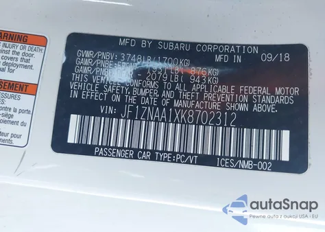 2019 Toyota 86 z USA, uszkodzony, nr VIN JF1ZNAA1XK8702312